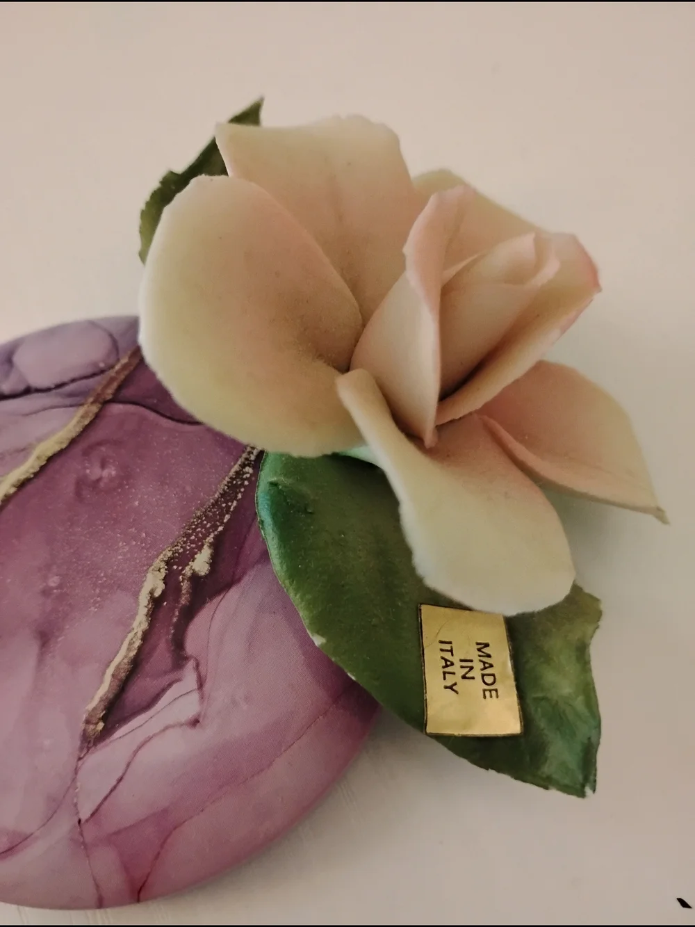 Peach Ceramic Flower Accent - Decorative Home Accent